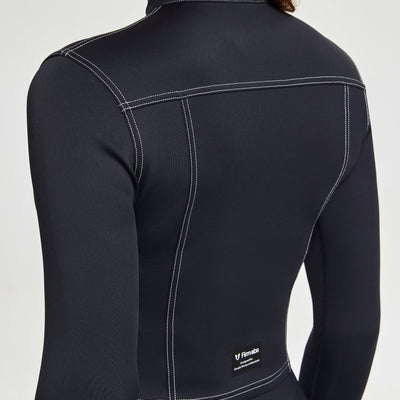 Contrast Stitching Moto Jacket - Black