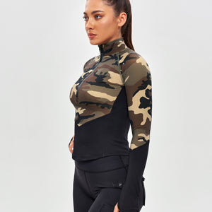 Half Zip Long Sleeve Top - Earth Camo