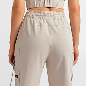 Loose Fit Cargo Power Pants - Apricot Gray