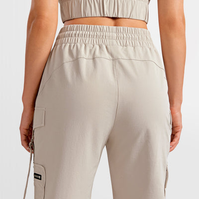 Loose Fit Cargo Power Pants - Apricot Gray