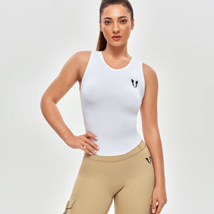 Round Neck Sports Tank - White