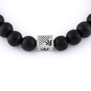 Ebony Karungali with Om Namah Shivay Silver Beads Bracelet