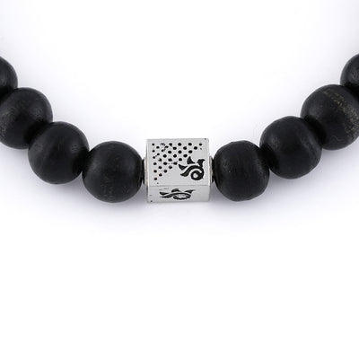 Ebony Karungali with Om Namah Shivay Silver Beads Bracelet