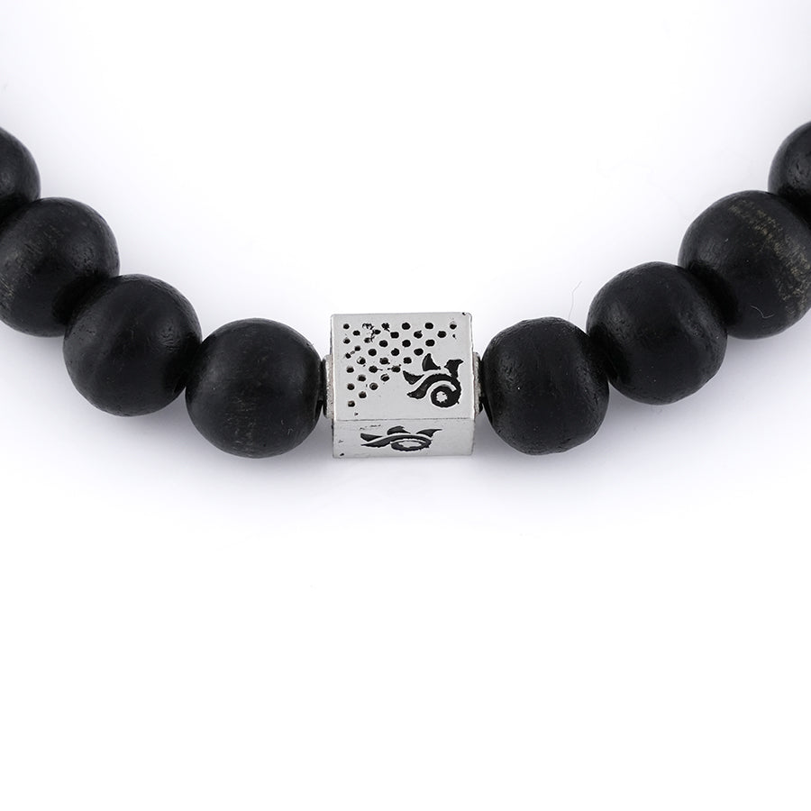 Ebony Karungali with Om Namah Shivay Silver Beads Bracelet