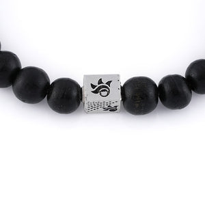 Ebony Karungali with Om Silver Beads Bracelet