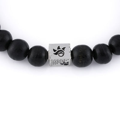 Ebony Karungali with Om Silver Beads Bracelet