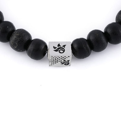 Ebony Karungali with Shree Hari Silver Beads Bracelet