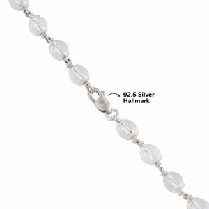 SPHATIK DIAMOND CUT BEADS SILVER MALA