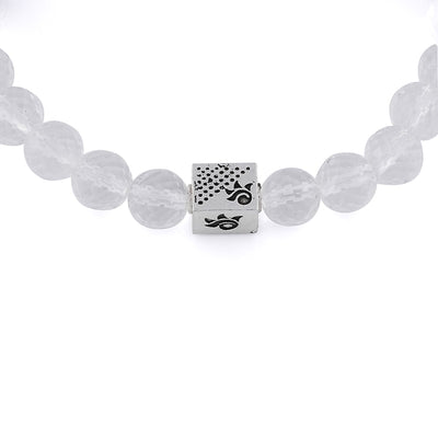 Spatik Diamond Cut Beads with Om Namah Shivay Silver Beads Bracelet