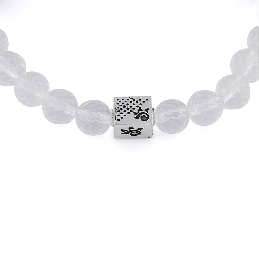 Spatik Diamond Cut Beads with Om Namah Shivay Silver Beads Bracelet