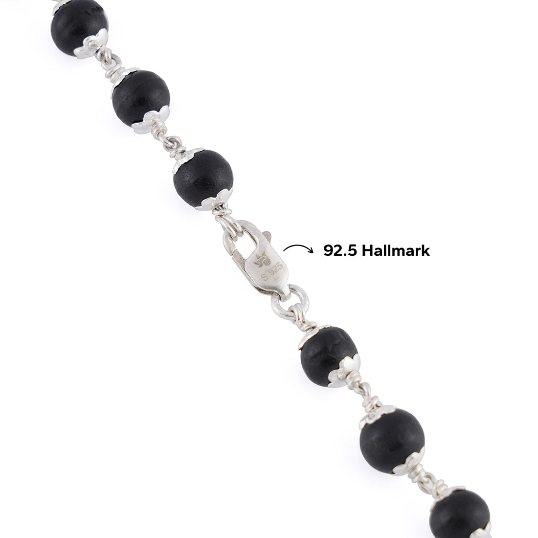 KARUNGALI BEADS SILVER MALA