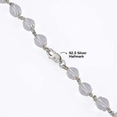 SPHATIK BEAD SILVER MALA