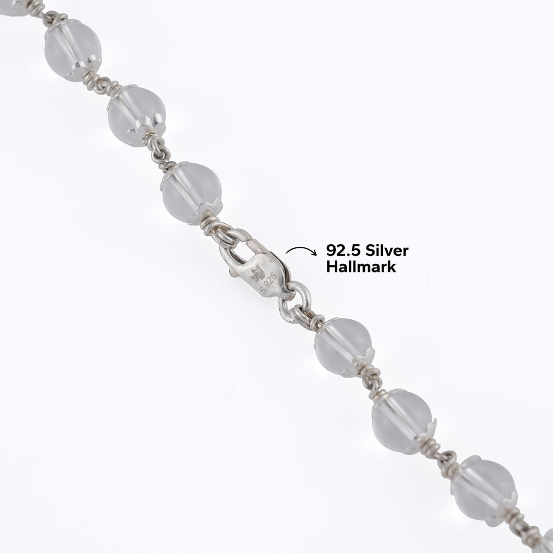 SPHATIK BEAD SILVER MALA