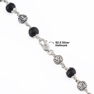 KARUNGALI WITH OM SILVER BEADS MALA