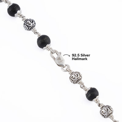 KARUNGALI WITH OM SILVER BEADS MALA