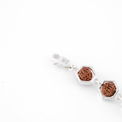 Silver Rakhi with Hexagon Rudraksha Beads
