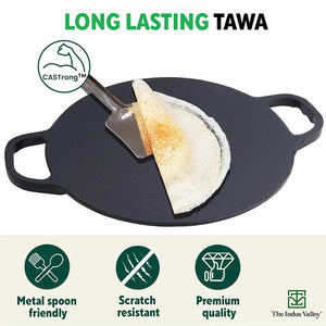 Cast Iron Double Handle Concave Tawa