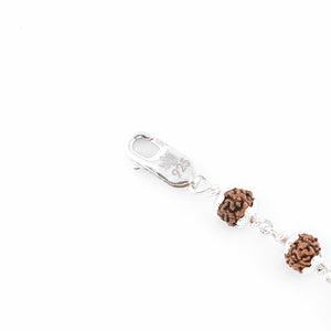 Rudraksha Silver Bracelet with Om Damru Single Line for Men