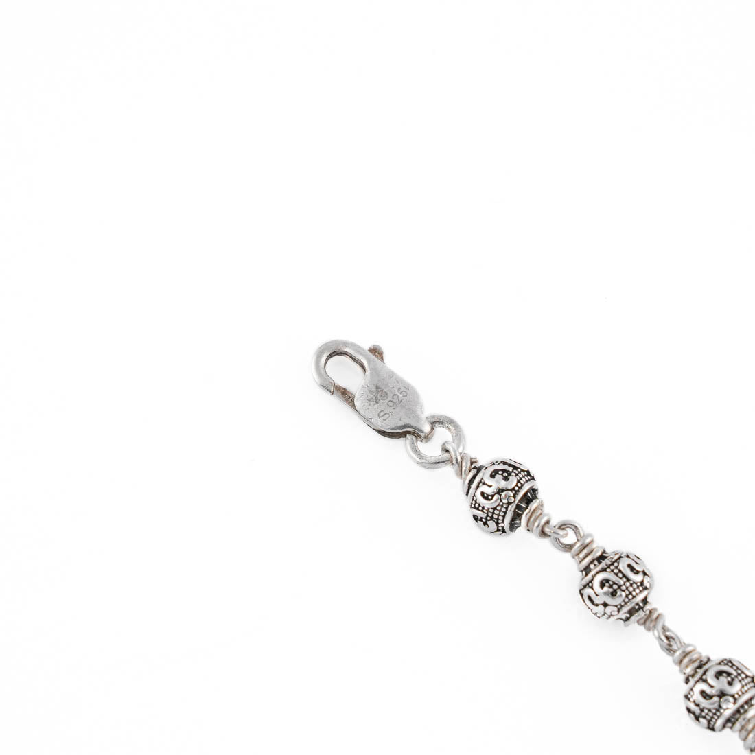Om Silver Beads Bracelet