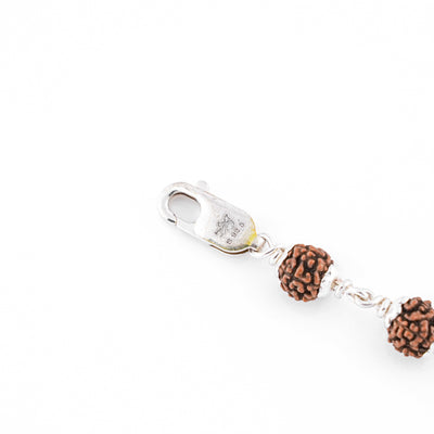 Silver Rakhi with Diamond Cylinder and Rudraksha