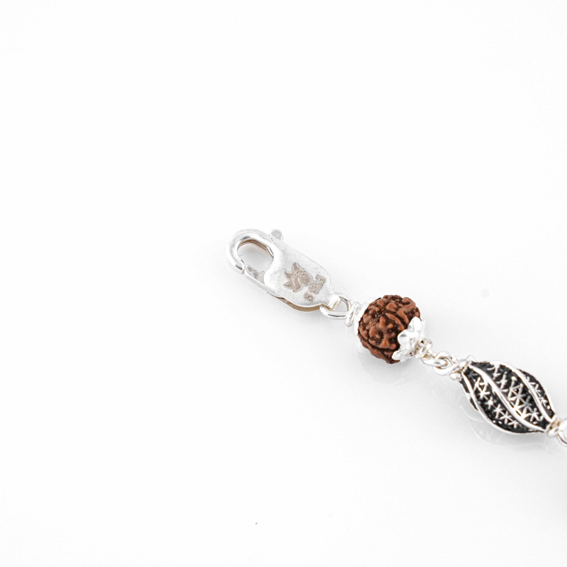 Rudraksha Silver Marqurise Beads Bracelet.