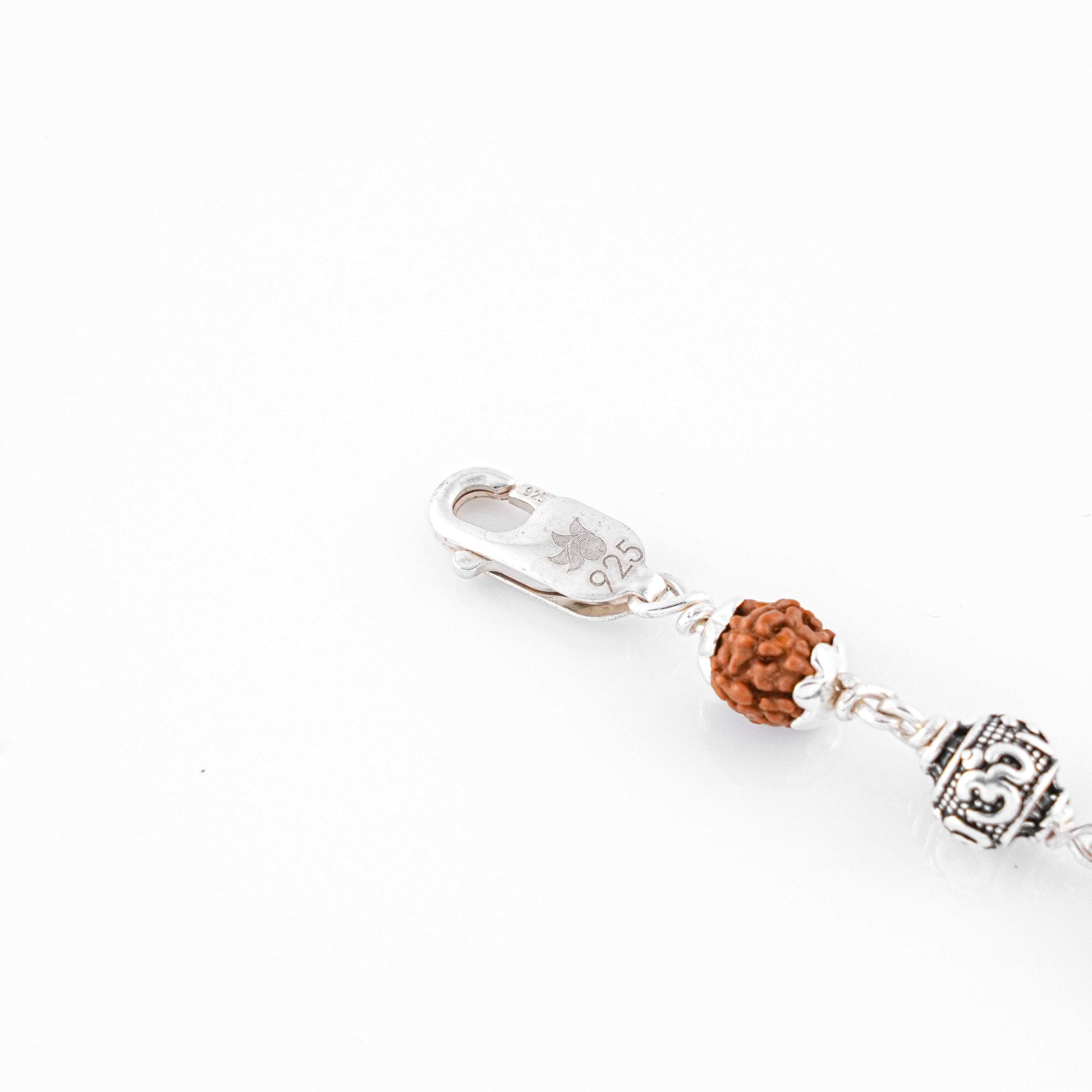 Rudraksha Silver Om Beads Bracelet