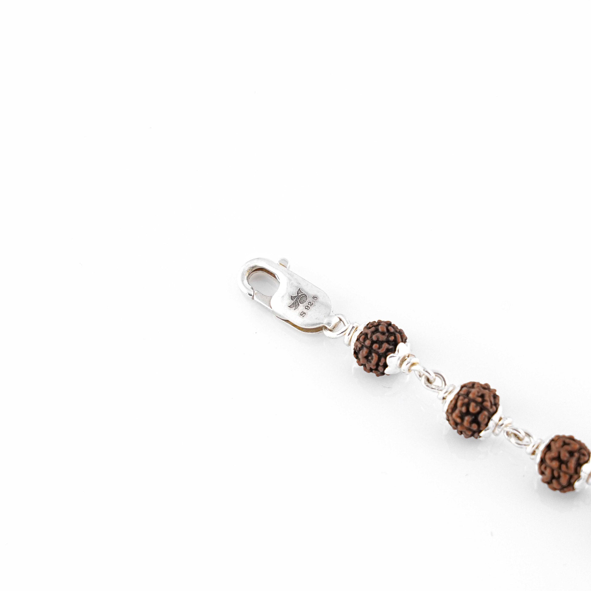 Single Line Rudraksha Silver Rakhi