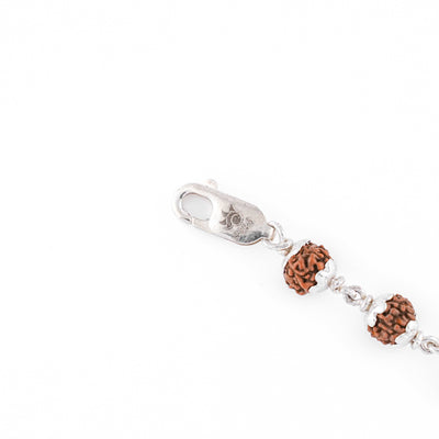 Rudraksha silver bracelet with Ganesh in a designer circular sphere single line