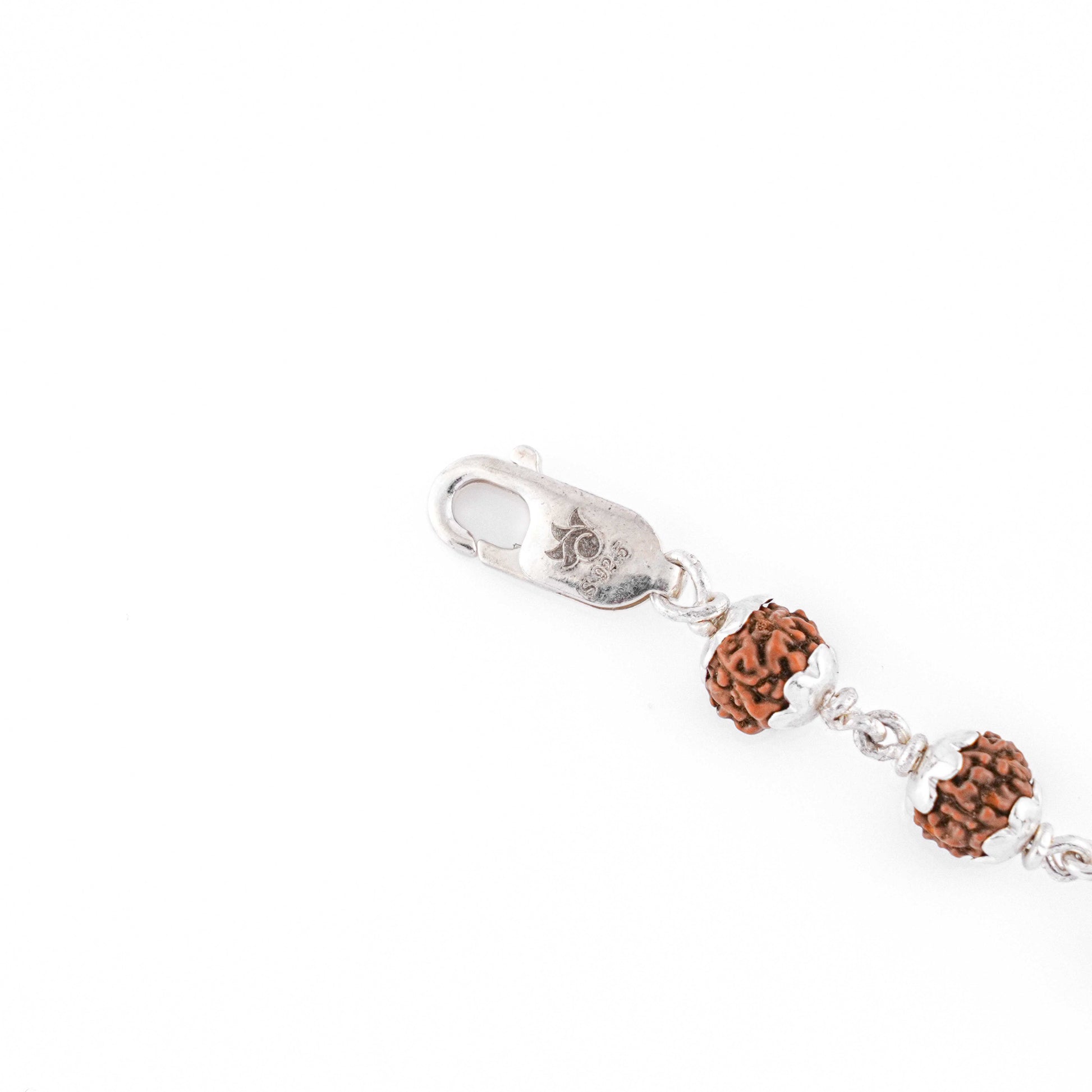 Rudraksha silver bracelet with Ganesh in a designer circular sphere single line