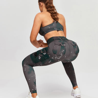 Cargo Fitness Leggings - Phantom Tie Dye