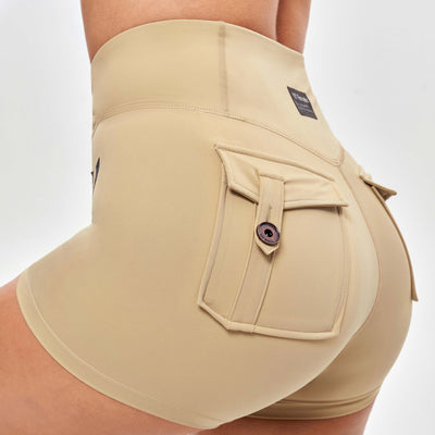 V-waist Cargo Shorts Plus-Khaki Yellow