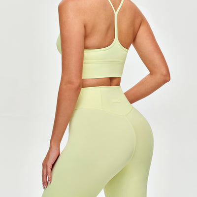 High Waisted Workout Leggings - Light Yellow