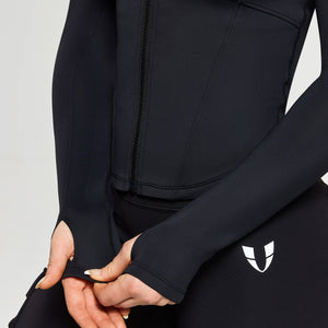 Stand Collar Fitness Moto Jacket - Black