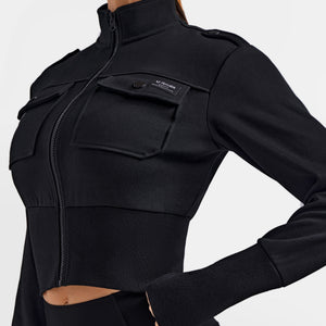 Loose Fit Active Crop Jacket - Black