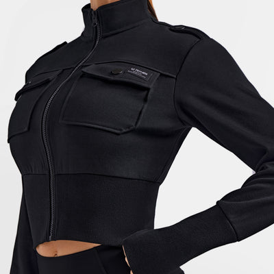 Loose Fit Active Crop Jacket - Black