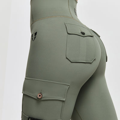 Cargo Fitness Leggings Plus - Camping Green