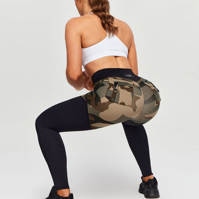 V-Waist Gym Leggings - Coffee Camo