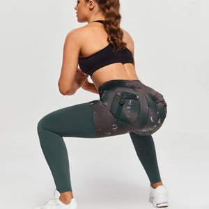 Cargo Power Leggings - Tie Dye and Dark Green