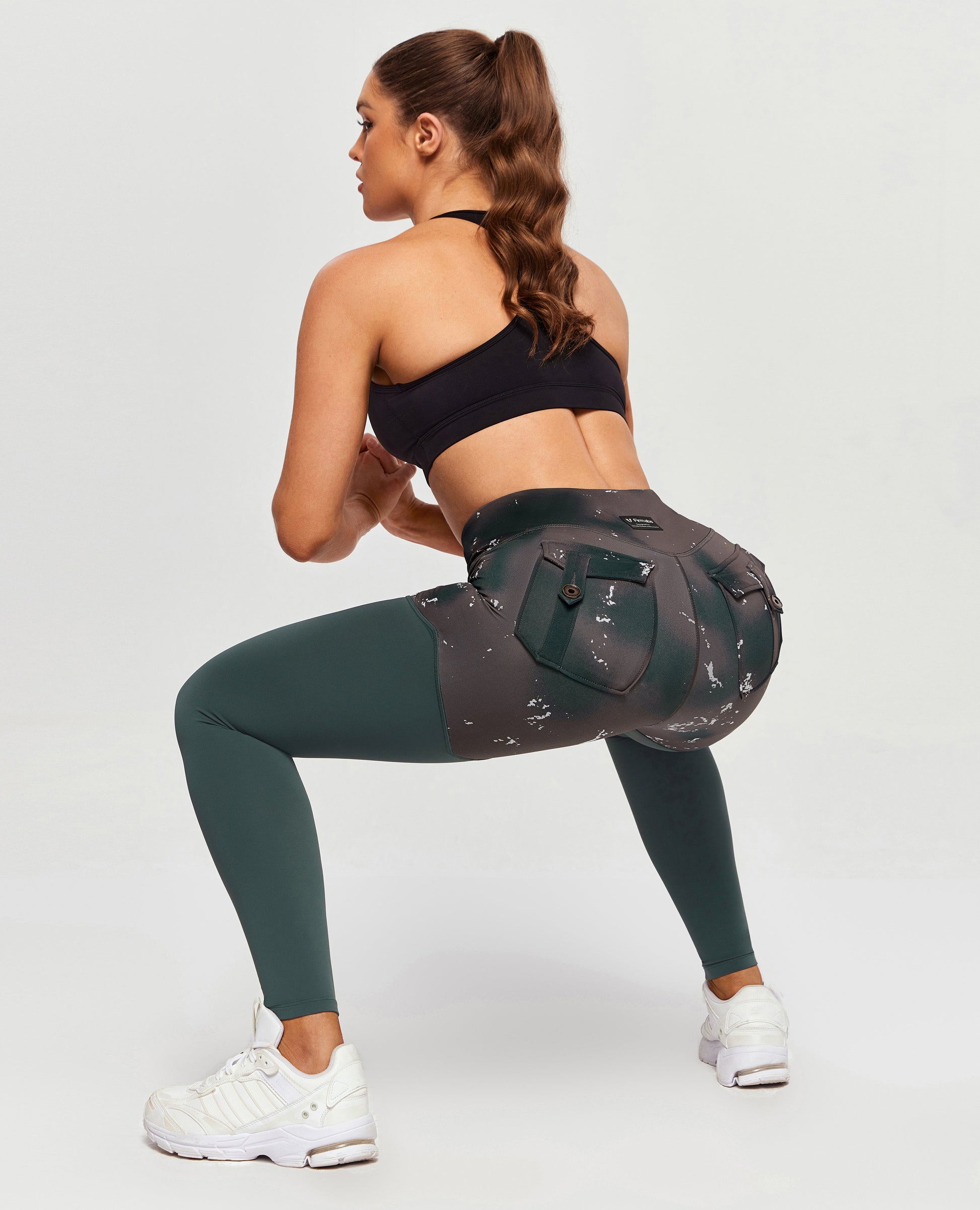 Cargo Power Leggings - Tie Dye and Dark Green