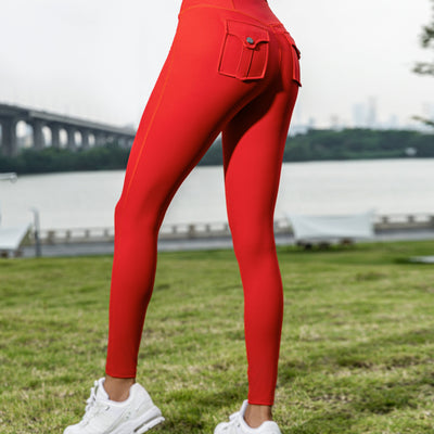 Powerful Belted Cargo leggings - Red