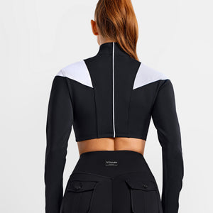 Vivid Fit Crop Jacket - Black and White