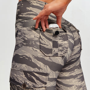 Cargo Fitness Leggings - Tiger Stripe Camo