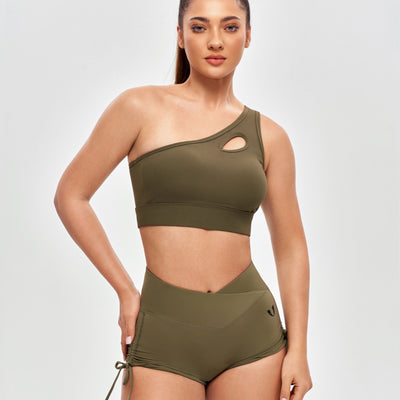 V-waist Scrunch Butt Shorts - Combat Green