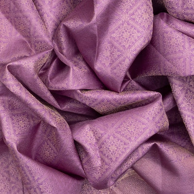 Lavender Handloom Kanchipuram Silk Saree With Floral Motifs