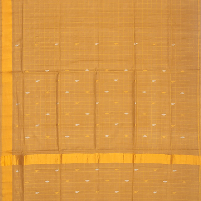 Sandal Handloom Venkatagiri Cotton Saree With Checks & Buttas