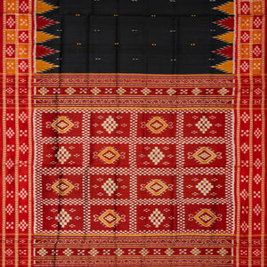 Black Handloom Orissa Silk Saree With Button Buttas