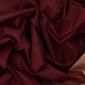Maroon Handloom Rasipuram Cotton Saree With Checked Border