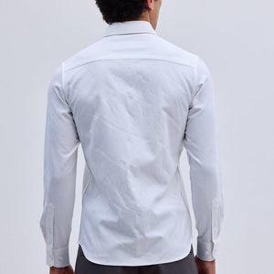 White Slim Fit Self-Design Shirt