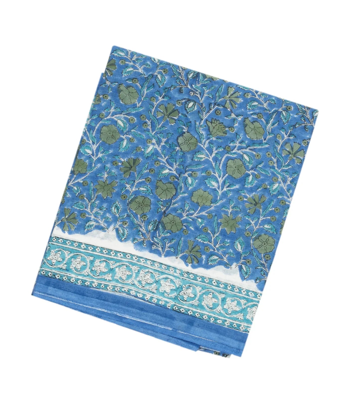 Steel Blue Woven Jaipur Cotton Saree Printed With Flower Motifs