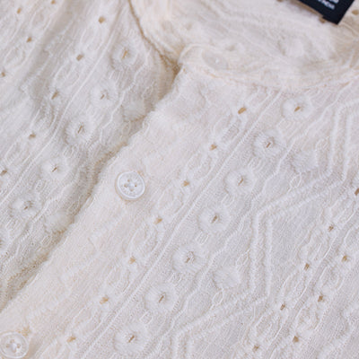 Cream Self-Design Shirt